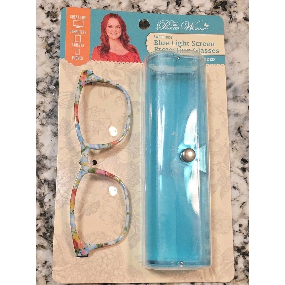 NEW!! PIONEER WOMAN BLUE LIGHT SCREEN PROTECTION GLASSES W/CASE!! BREEZY BLOSSOM